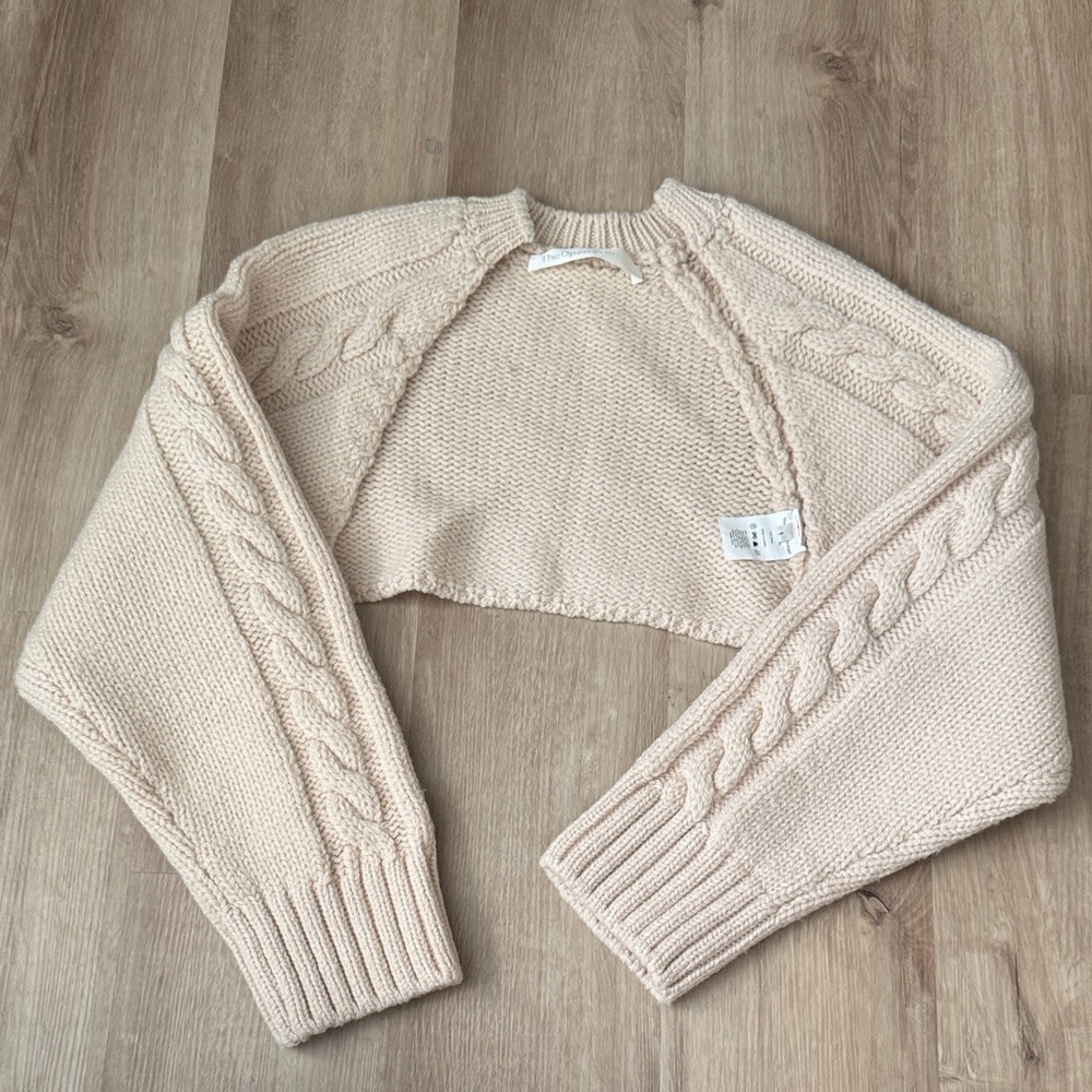 The Open Product (Open Yy) Cream Cable Knit Women's Sweater